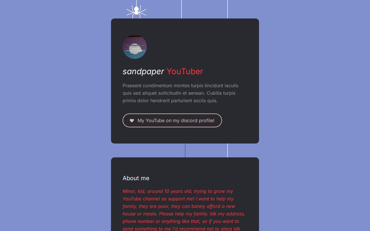 Carrd profile picture for @sandpaper